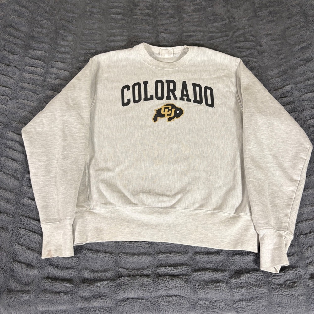 Champion Reverse Weave Colorado Buffaloes Sweatshirt Gray Mens Large AR869